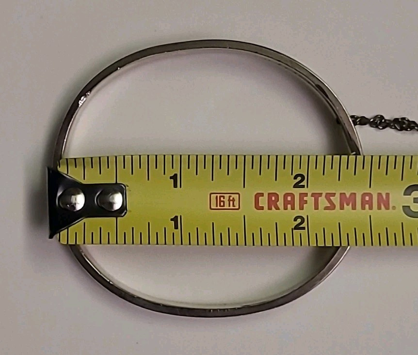 Silver Etched Hinged Bangle Bracelet Vintage - image 6