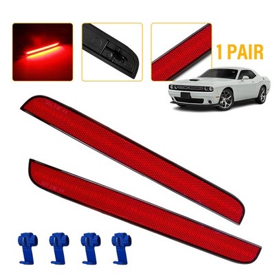 Weather Resistant Red LED Rear Bumper Reflector Red For 2015-22 Dodge Challenger