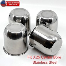 4x 3.25 Stainless Steel Push Thru Center Caps Closed End For Trailer Rims