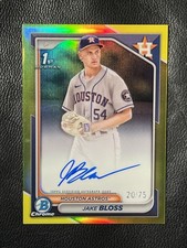 JAKE BLOSS 2024 Bowman Chrome Yellow Refractor Auto 20/75 1st