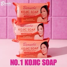3 PACK/BEAUCHE KOJIC SOAP-LIGHTENS SKIN, TREATS ACNE, REDUCES WRINKLES,