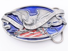 Proud to Be An American Eagle Stars Stripes Shield Belt Buckle
