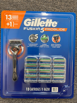 NEW Gillette Fusion 5 ProGlide Men's Razor -Pack of 13 Cartridges and 1 Razor