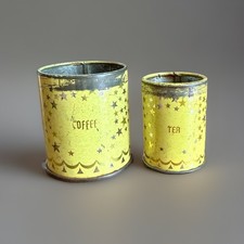 50  s MINI Vintage Wolverine Children's Toy Litho Canisters, Coffee Tea, READ