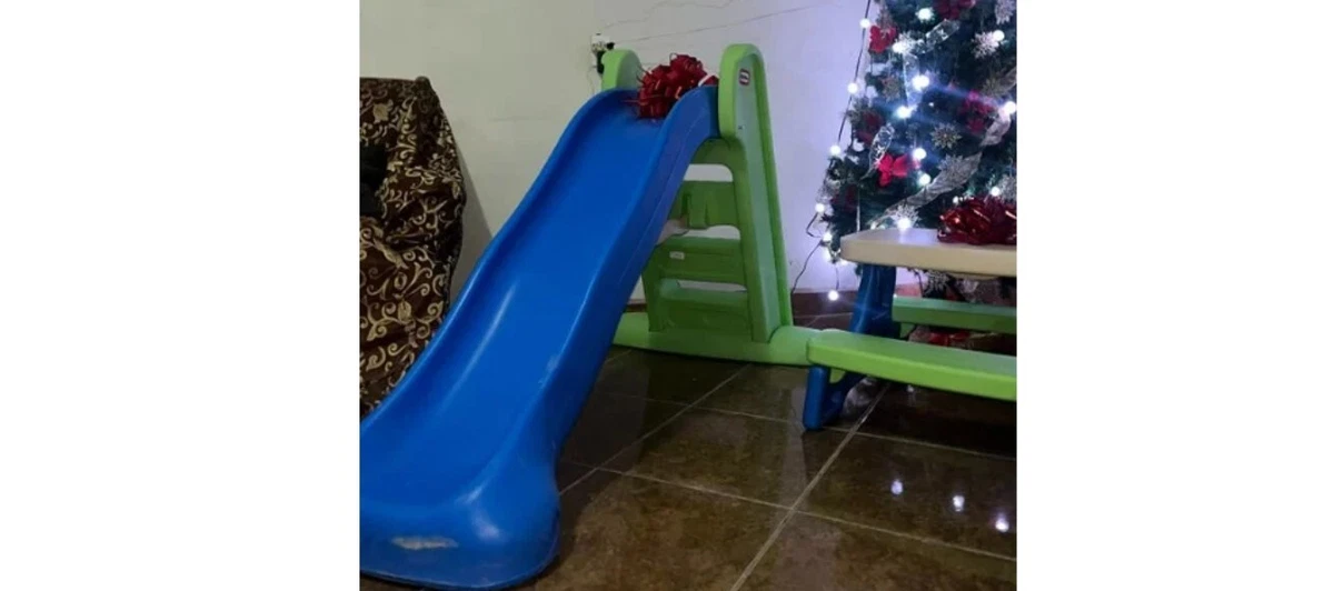 Little Tikes Easy Store Large Slide Blue Green eBay