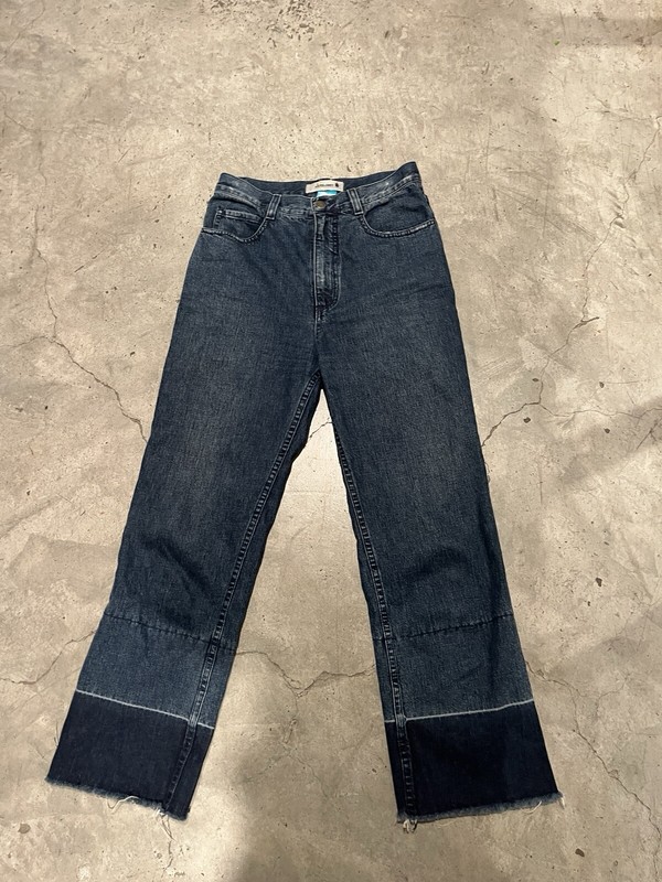Rachel Comey Slim Legion Raw Hem Straight Leg Cropped Flare Denim Jeans Sz 2