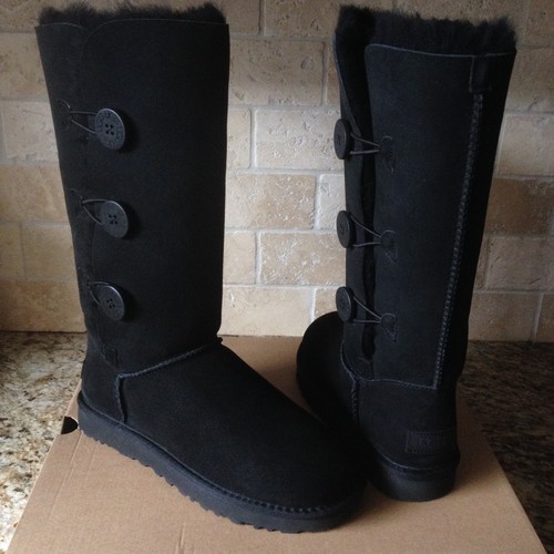 UGG BAILEY BUTTON TRIPLET TRIPLE II BLACK SUEDE TALL BOOTS SIZE US 11 WOMENS - Bild 1 von 7