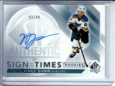  2017-18 SP Authentic Sign of the Times Rookies Vince Dunn RC AUTO /99 - Blues
