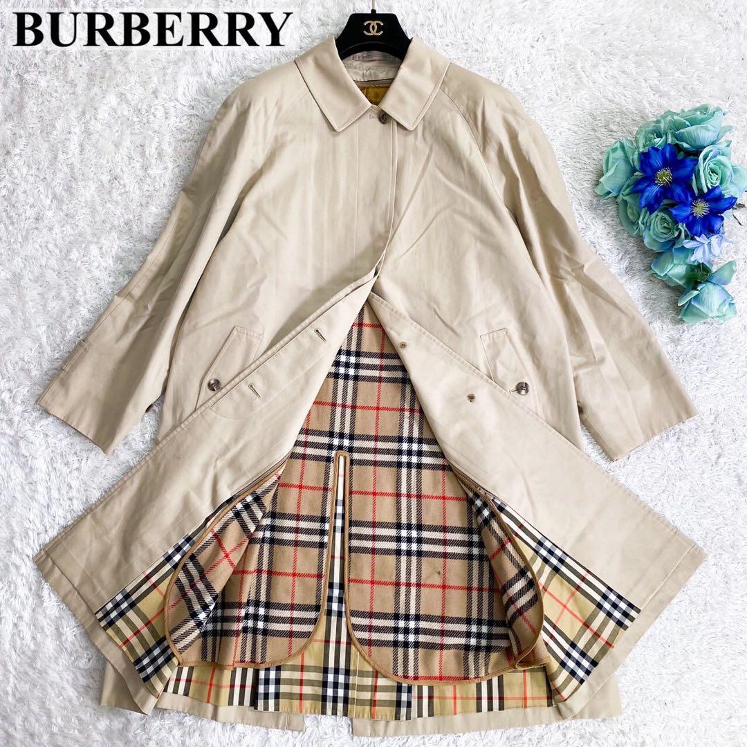 Burberry Trench Coat Nova Check 9Ar M Size White Beige Hair