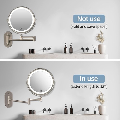 Rechargeable 8-Inch Wall-Mounted Lighted Makeup Mirror with 1X/10X Magnification - Picture 9 of 10