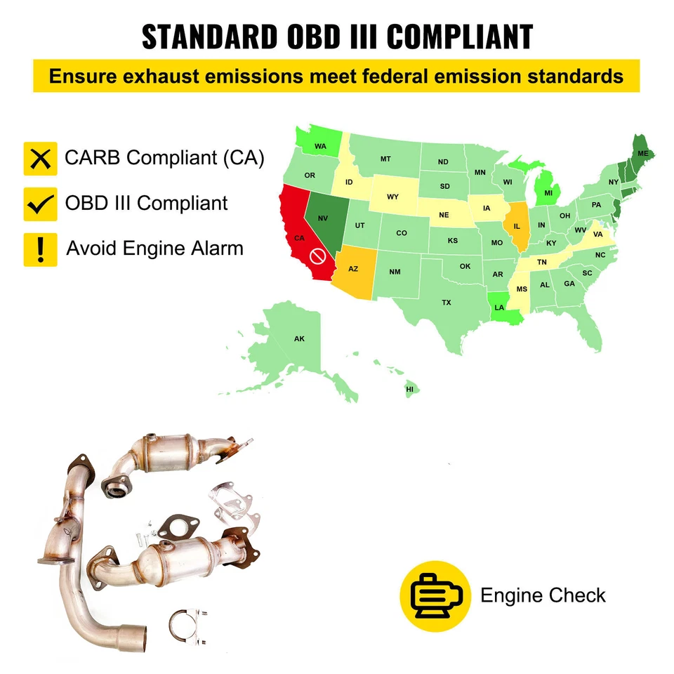 Catalytic Converters For 2011-17 Dodge Grand Caravan 3.6L Manifold & Front Flex - Imagen 2 de 4