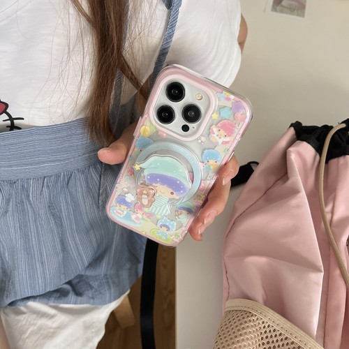 Little Twin Stars Mag Safe Holder+ Case Cover For iPhone 16 Pro Max 15 14 13 Pro - Afbeelding 2 van 10