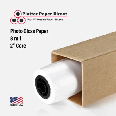 PLOTTER PAPER DIRECT 24" x 100' Gloss Photo Inkjet Paper roll for Wide Format Inkjet Printers