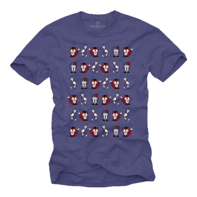 Mens T-Shirt Blue - Dark Wallpaper Fan Shirt Bunny Fox Hedgehog Animals Kids Boys