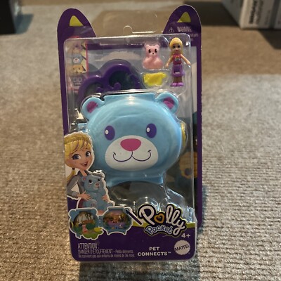 Polly Pocket Pet Connects BLUE BEAR Stackable Compact Playset, Ages 4+ BRAND NEW