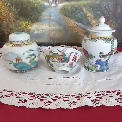 Porzellan Tee Set 3 Teile gemarkt made in China