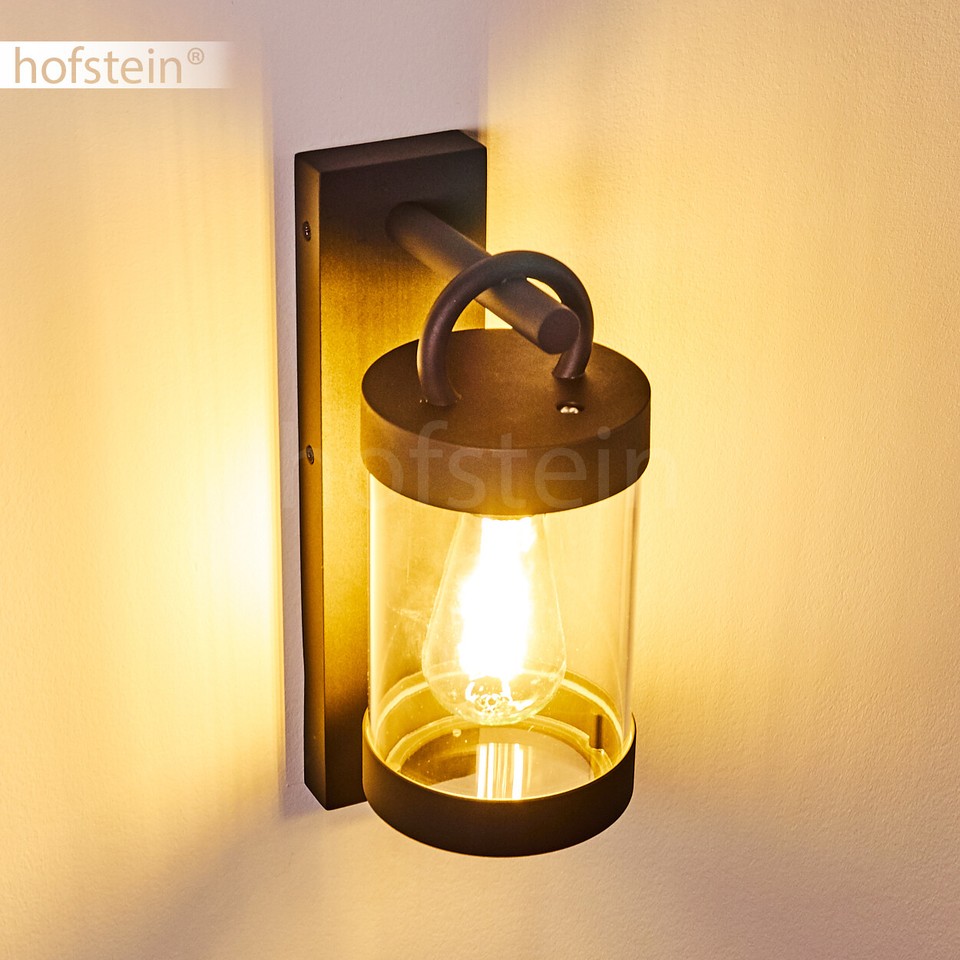 Linterna LED Pared Hofstein Antracita Con Sensor – Luz Ideal Para Balcón, Terraza Y Jardín (IP54, Movimiento)