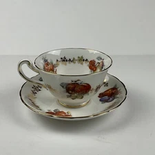 Royal Chelsea Tea Cup saucer Bone English China Fruit Tree Pear Cherries Apple