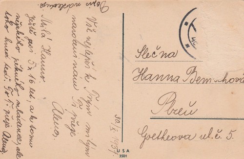 CZECHOSLOVAKIA 1937 , A GREETING USED CARD - Picture 2 of 2