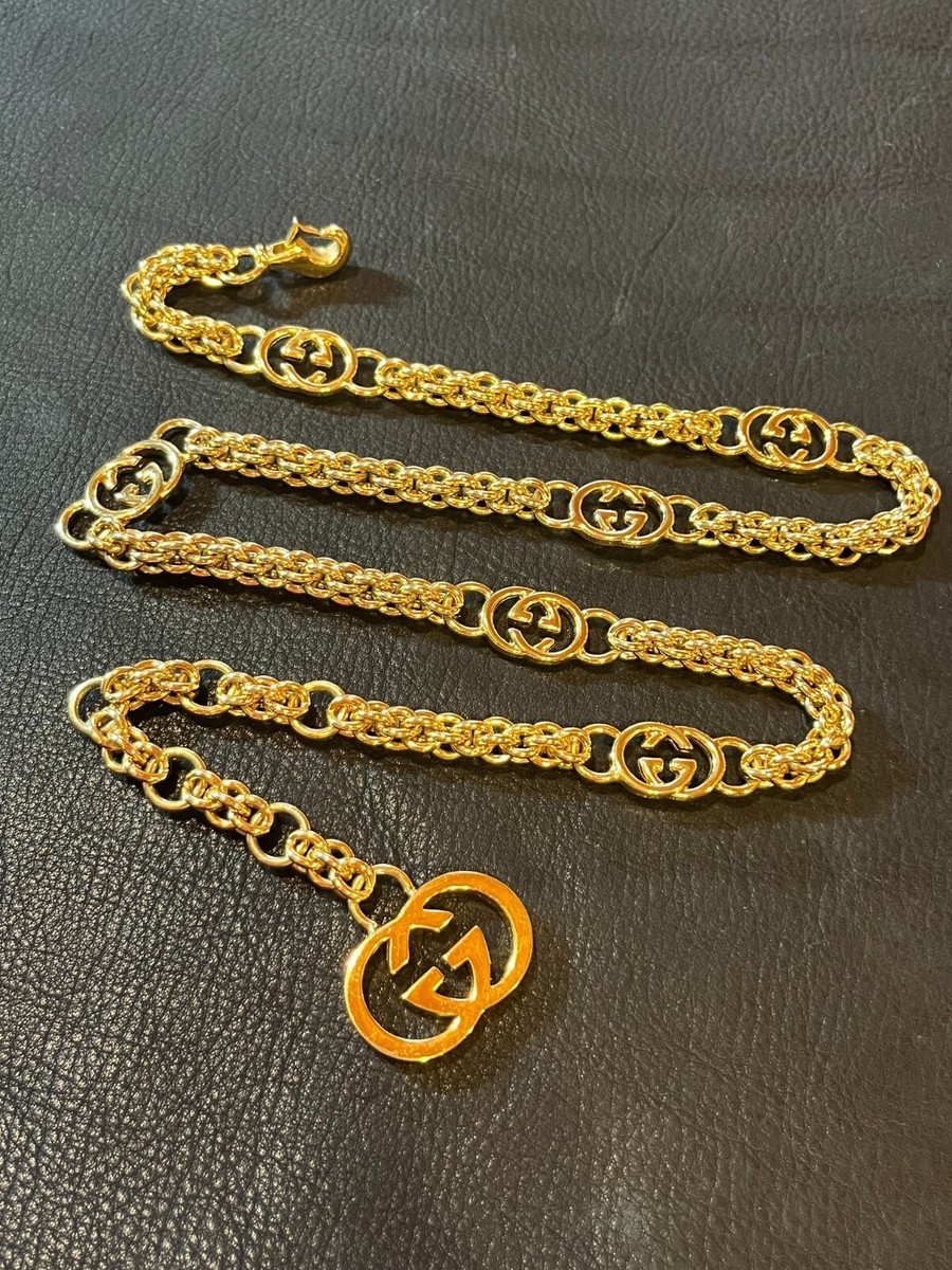 GUCCI BELT Chain AUTH Logo mark Vintage RARE Gold GG
