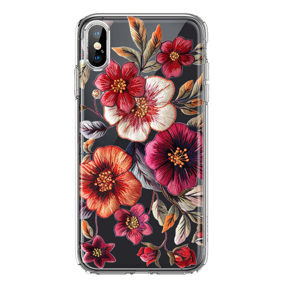 Mundaze Case for Apple iPhone XR Embroidered Pink White Flowers