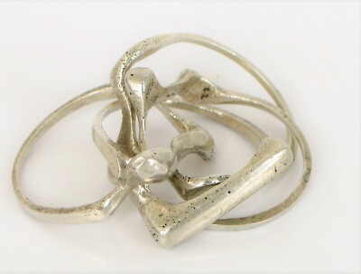 VINTAGE BEAUTIFUL SIGNED 925 S STERLING SILVER PUZZLE RING MODERNIST MCM S10.25
