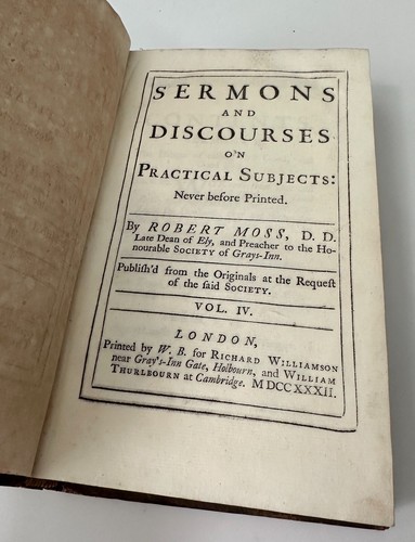 1732 SERMONS and Discourses ROBERT MOSS Vol IV Association Earl of Ilchester - Picture 2 of 14