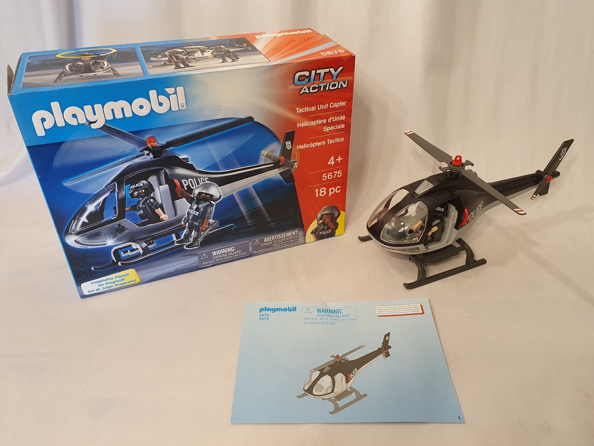 PLAYMOBIL 5675 Tactical Unit Copter Police Helicopter Open Box Incomplete