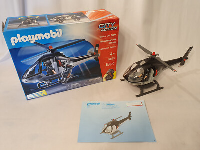 PLAYMOBIL 5675 Tactical Unit Copter Police Helicopter Open Box Incomplete 