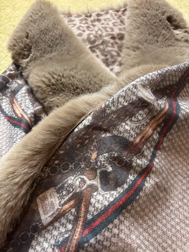 NUEVO CON ETIQUETAS La Fiorentina Envoltura Piel Sintética Reversible Leopardo Guepardo Cadena Estampado Talla Única Foto 4 de 4