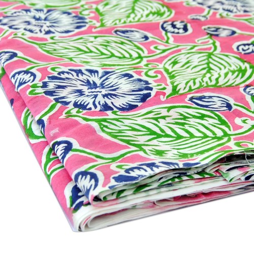 Hand Block Floral Print Cotton Running Sanganeri Dress Sewing Fabric 5 Yard IHZ - Picture 4 of 5