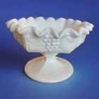 Vintage Imperial Glass Satin Finish Milk Glass Footed Candy Dish Grapes