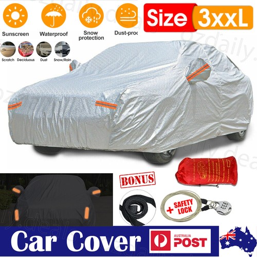 3XXL 3Layer Aluminum Waterproof Outdoor Car Cover Double Thick Rain UV