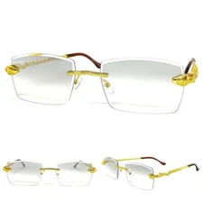 Men's Classy Elegant Sophisticated Clear Slight Tint Lens SUN GLASSES Gold Frame