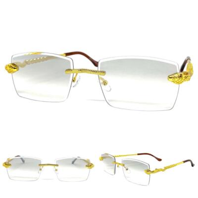 Men's Classy Elegant Sophisticated Clear Slight Tint Lens SUN GLASSES Gold Frame