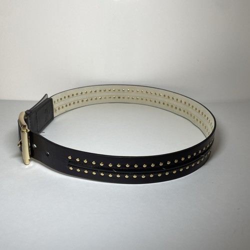 MICHAEL KORS Black Studded Wide Dbl Buckle Belt Sz M