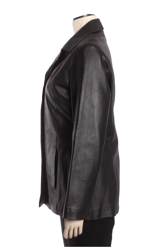Tribeca Studio Size M 100% Black Leather Jacket, Fully Lined, Buttons, Pockets - Picture 3 of 11