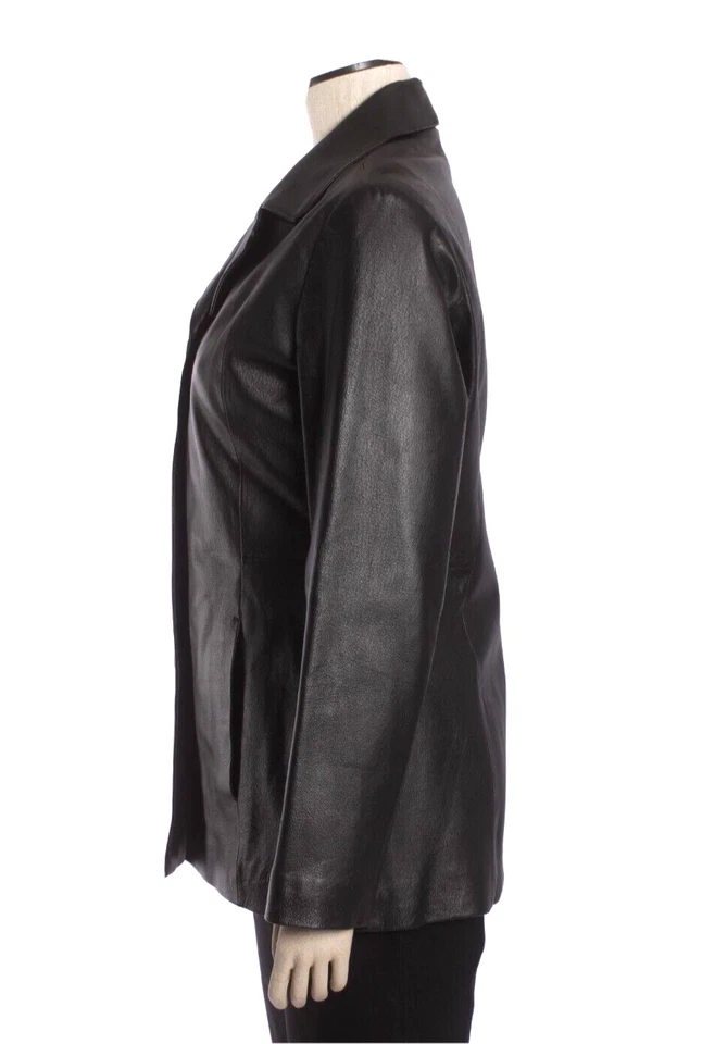 Tribeca Studio размер M 100% черная кожаная куртка, полностью с подкладкой, кнопки, карманы - Изображение 3 из 4