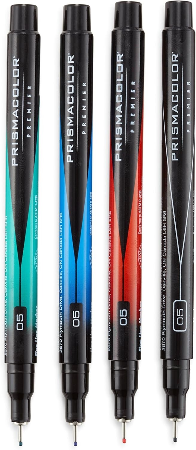 Sanford Prismacolor Fine Line Markers 0.5  4 Assorted Colors New In Pack