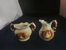 Vintage Miniature Fruit Creamer And Sugar Bowl Missing Lid