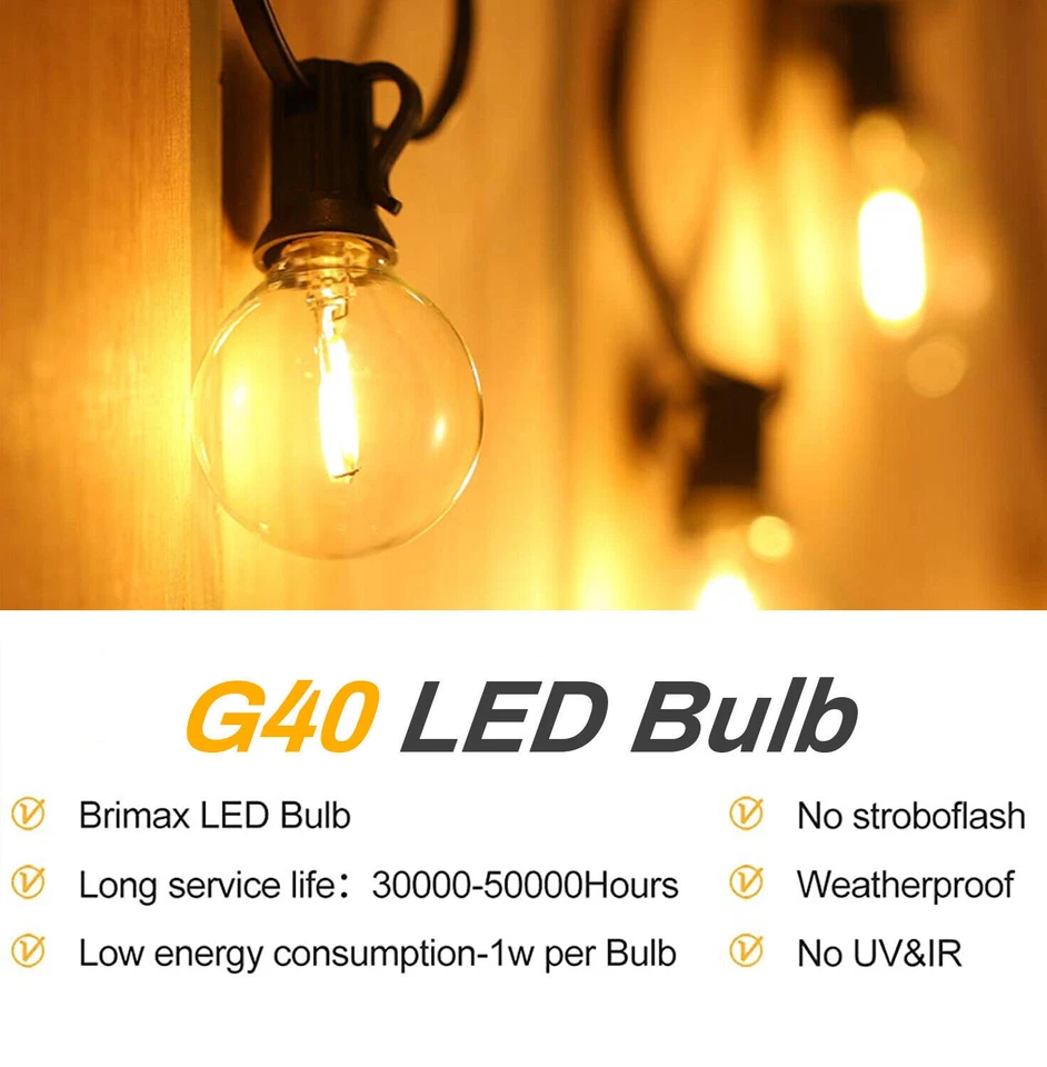 BRIMAX 1W G40 E12 LED Bulb 2700K Warm White Globe Light LED Edison Bulbs, 25PACK - Image 4 of 4