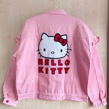 Lazy Oaf X Hello Kitty Pink Denim Jacket S M Oversized Frill Official Sanrio