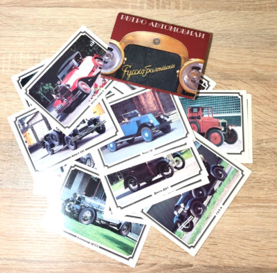 Vintage Satz 18 Postkarten Retro Autos Automobil UdSSR 1988 selten alt Satz Sowjetisch