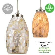 Kira Home Coast 9" Modern Oval Mini Pendant Light + Hand-Crafted Mosaic Sea  