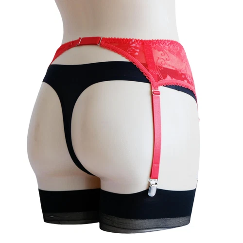 S-3XL Floral Lace Garter Belt 4 Straps Metal Clips Sexy Suspender F Thigh Highs - Picture 46 of 64