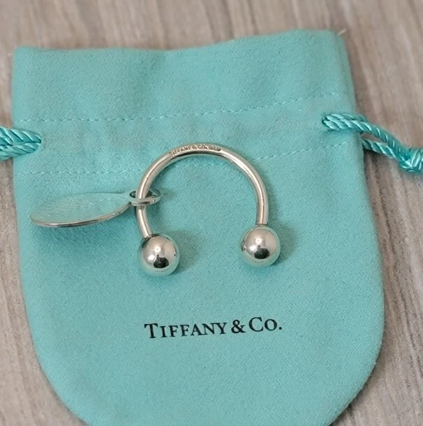TIFFANY & CO. Portachiavi Tiffany & Co argento sterling Return to Tiffany etichetta ovale sfera a vite