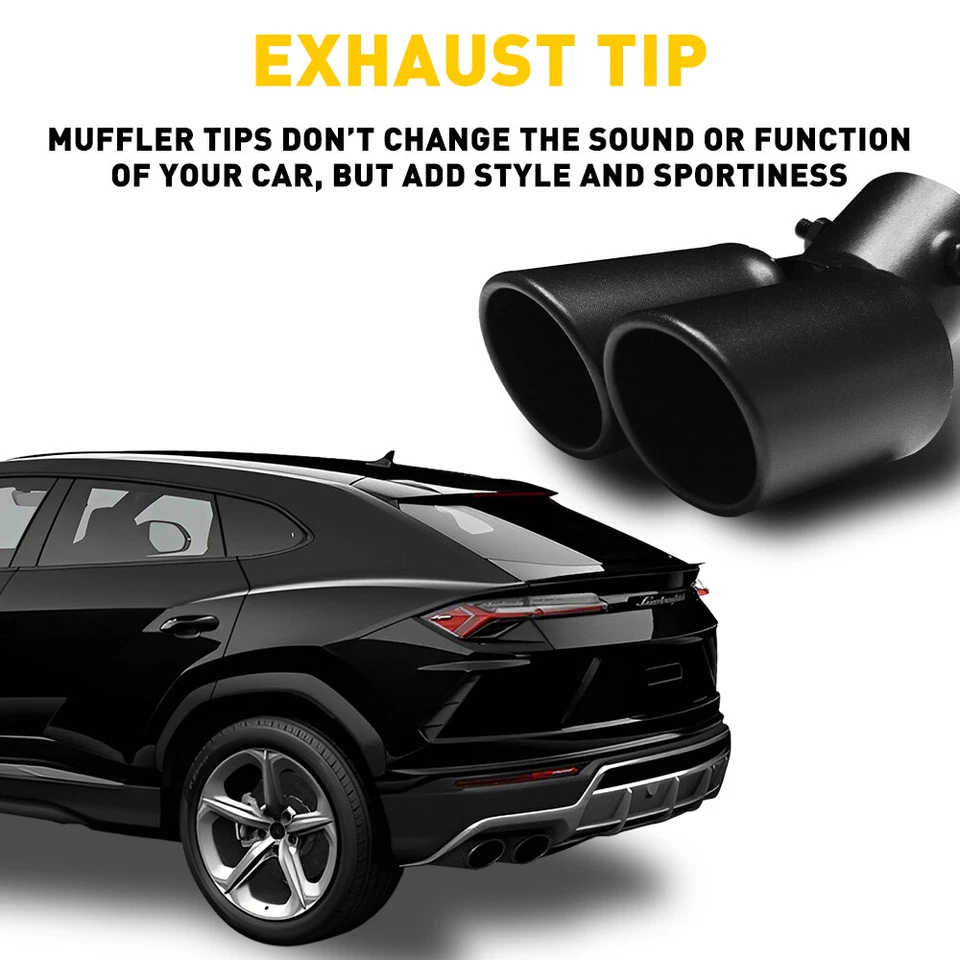 Kit de substituição de acessórios automáticos ponta silenciador cauda tubo de escape traseiro carro preto - Imagem 4 de 4