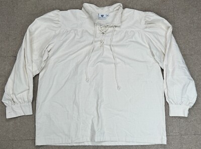 Burgscheider Men's Laced Shirt Stortebecker Natural Long Sleeve Shirt Size XXL