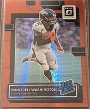MONTRELL WASHINGTON 2022 Donruss Optic RC Red Hyper #295 Rated Rookie Broncos