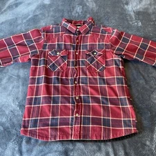 Alpine Design Mens Button Up Red Plaid Outdoor Flannel Jacket Large